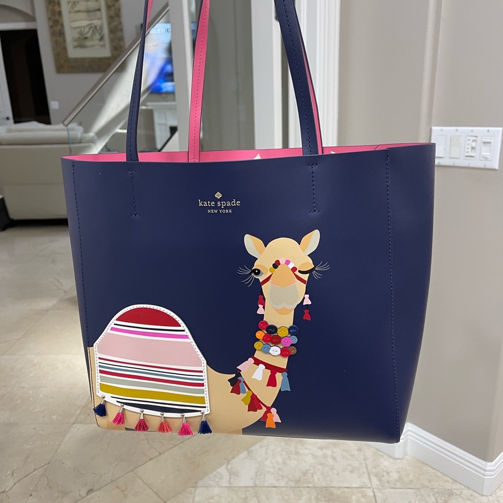 Kate Spade Navy Tote with Colorful Camel Design - Picture 10 of 16